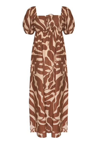GIRL AND THE SUN Penelope Maxi Dress - Sea Fern Print