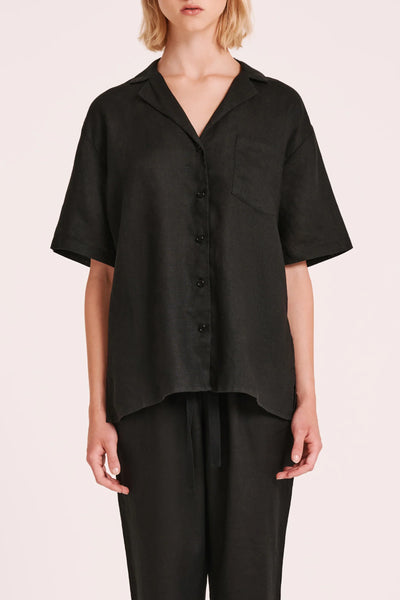 NUDE LUCY Lounge Linen Travel Shirt - Black