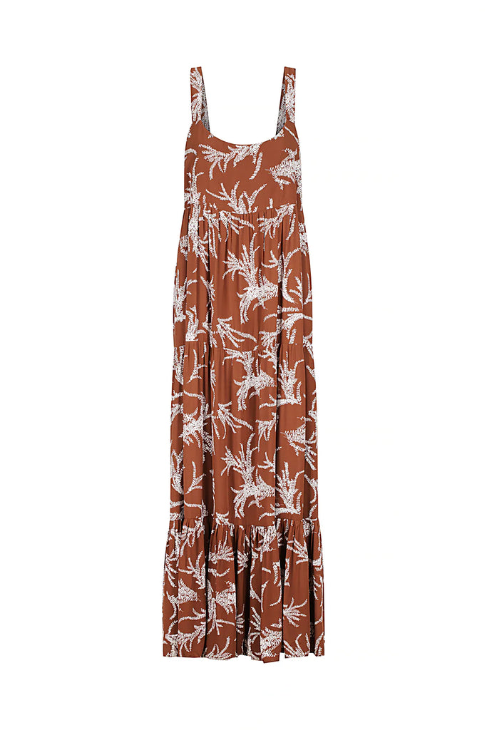 CARTEL AND WILLOW Aria Maxi Dress Cocoa Leaf Minty Lifestyle