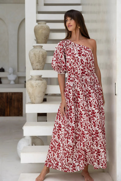 HUMIDITY Eden One-Shoulder Dress - Brick