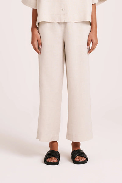 NUDE LUCY Lounge Linen Crop Pant - Natural