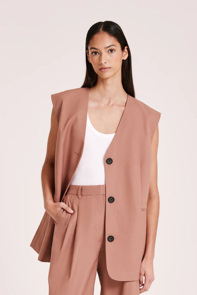 NUDE LUCY Monte Tailored Vest - Russet