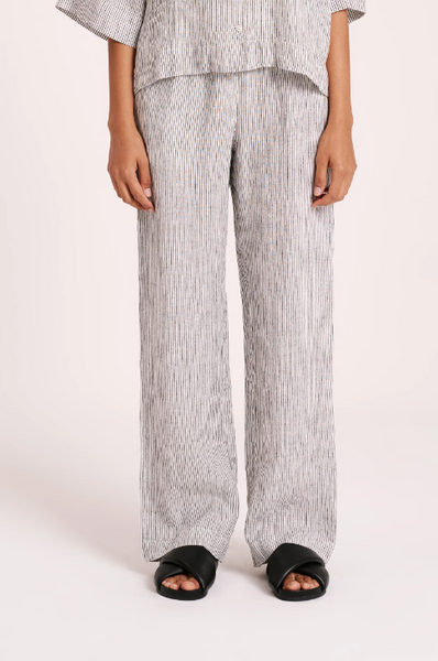 NUDE LUCY Lounge Stripe Linen Pant - Pinstripe