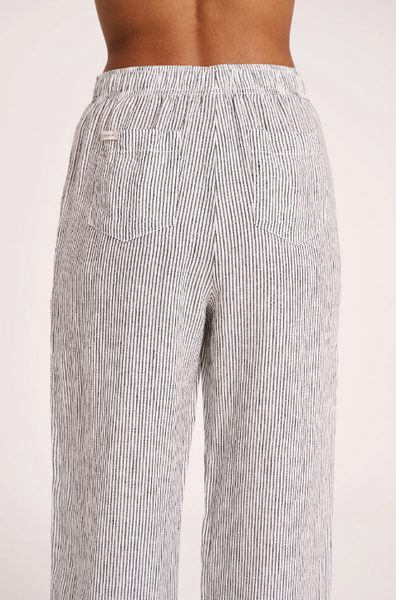 NUDE LUCY Lounge Stripe Linen Pant - Pinstripe