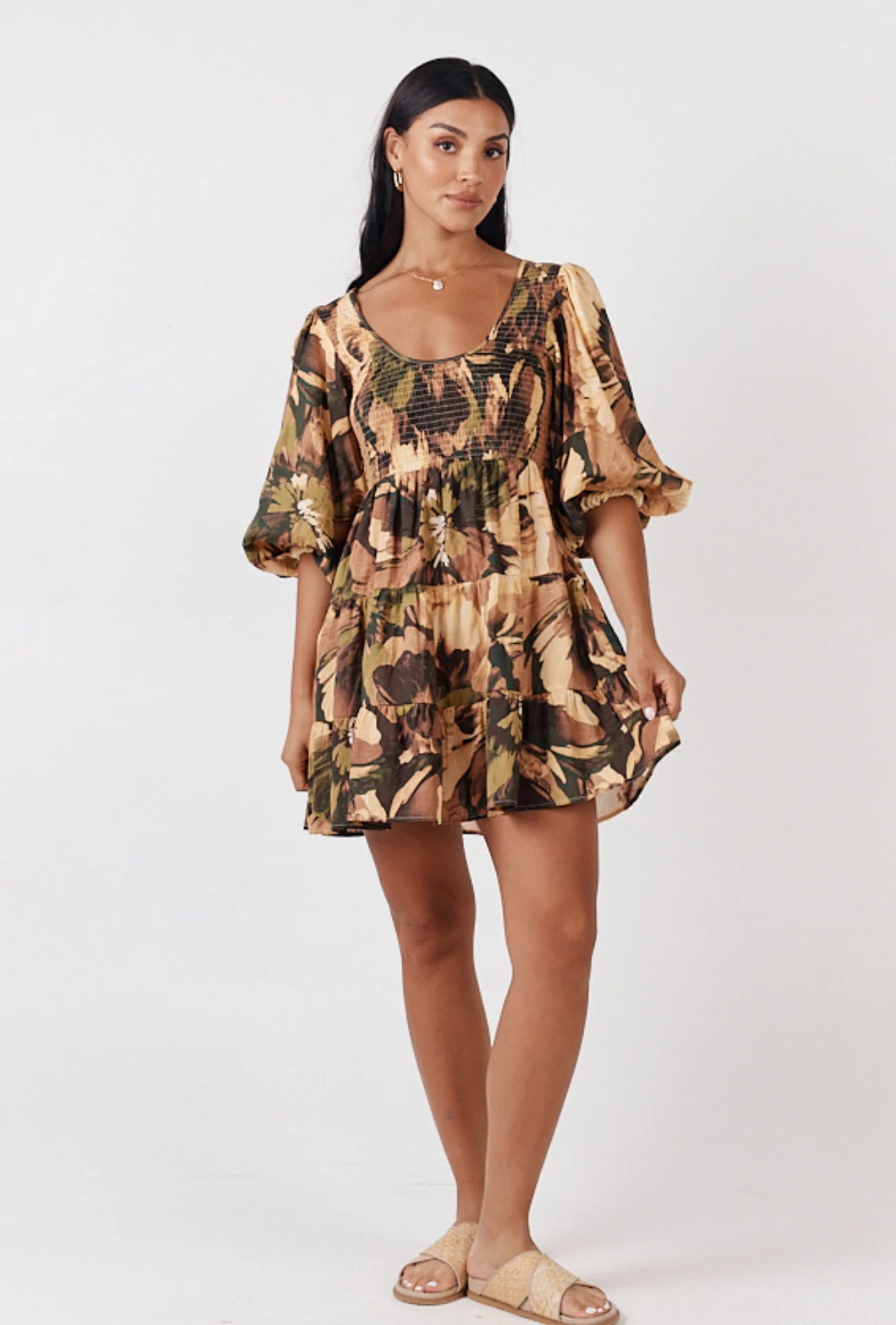 GIRL AND THE SUN Imogen Mini Dress Wild Forest Print Minty Lifestyle