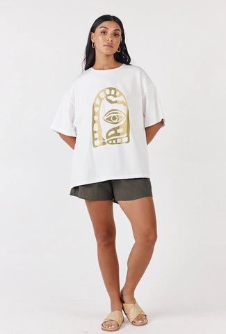 GIRL AND THE SUN Paradise Tee - Ivory & Green