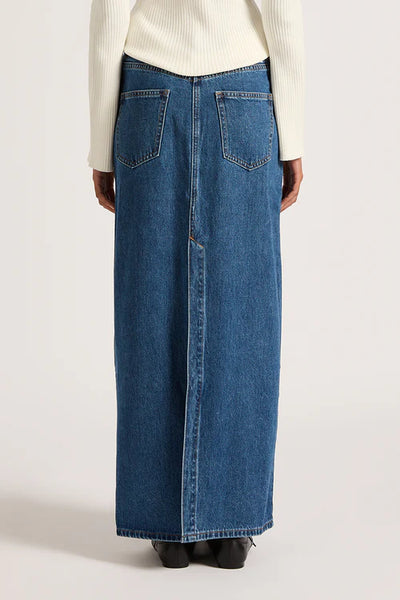 NUDE LUCY Organic Denim Maxi Skirt - Vintage Blue
