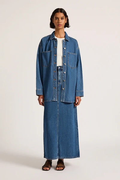 NUDE LUCY Organic Denim Maxi Skirt - Vintage Blue
