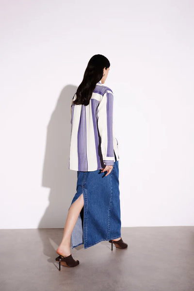 NUDE LUCY Organic Denim Maxi Skirt - Vintage Blue