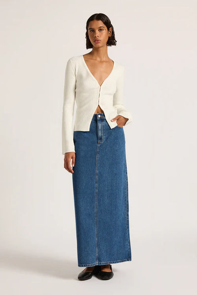 NUDE LUCY Organic Denim Maxi Skirt - Vintage Blue