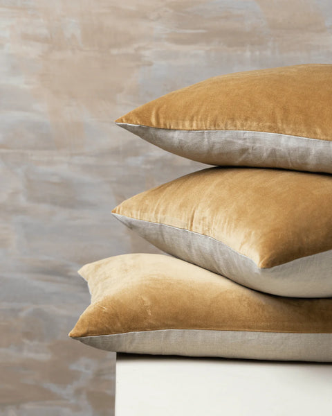 SAARDE Velvet/Linen Lumbar Cushion