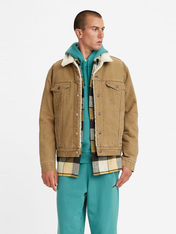 LEVI'S Type 3 Sherpa Trucker Jacket - Washed Cougar Canvas