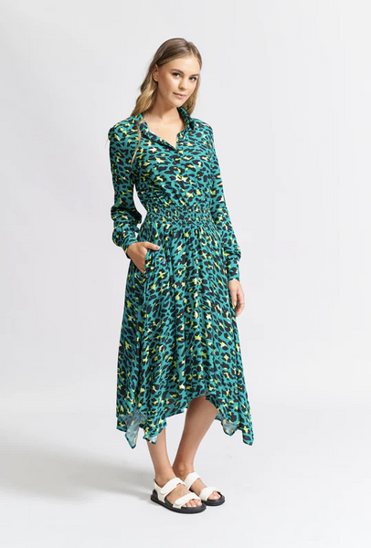 WE ARE THE OTHERS The Shirt Dress - Jade Lime Animal