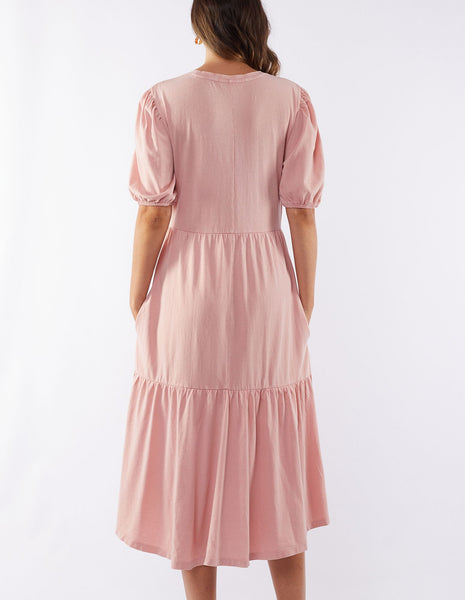 FOXWOOD Elsa Tiered Midi Dress- Blush