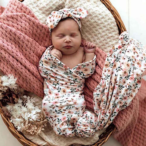 SNUGGLE HUNNY Stretch Cotton Baby Wrap Set - Topknot
