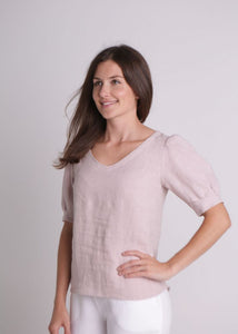 DEVINA LOUISE Blossom Top in Dusty Rose Linen