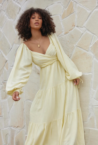 GIRL AND THE SUN Edwina Maxi Dress - Butter