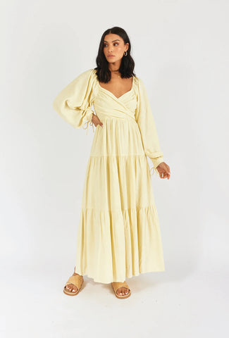 GIRL AND THE SUN Edwina Maxi Dress - Butter