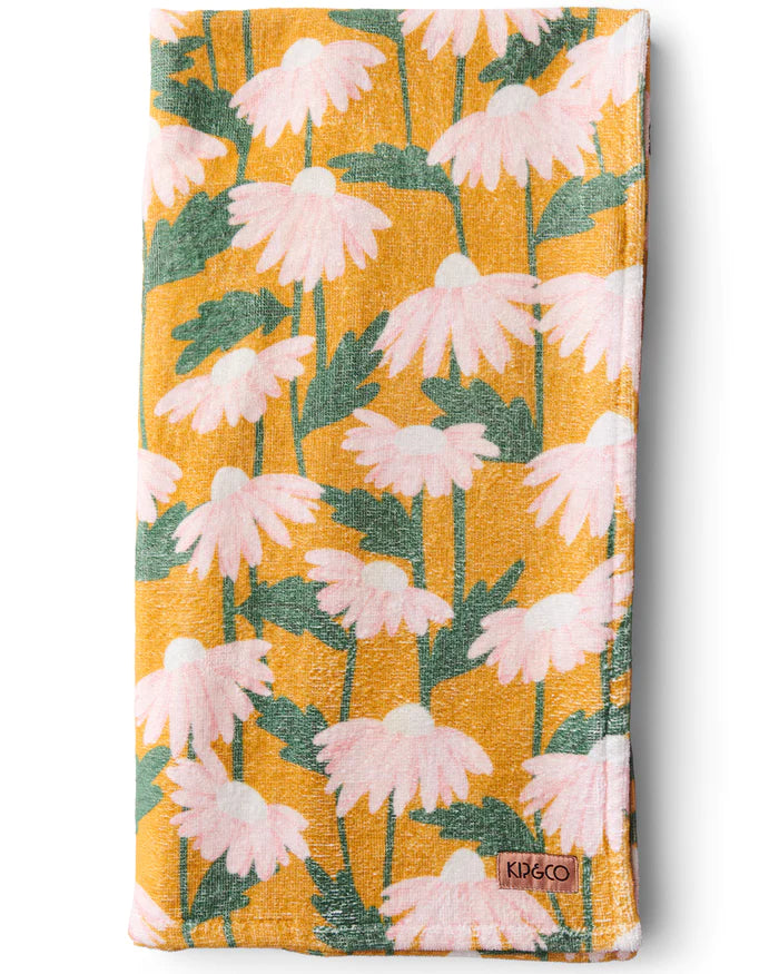 KIP & CO Daisy Bunch Mustard Printed Terry Hand Towel