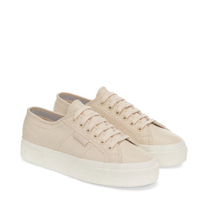 SUPERGA 2740 Platform Tumbled Leather - Beige Lt Eggshell Favorio