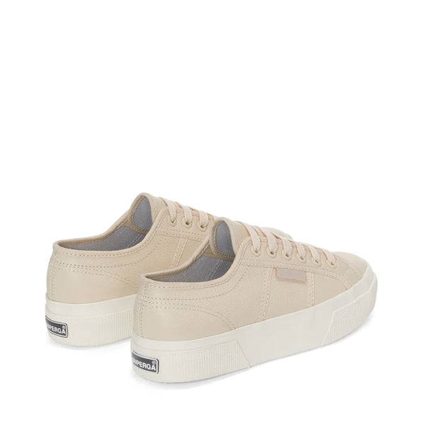 SUPERGA 2740 Platform Tumbled Leather - Beige Lt Eggshell Favorio