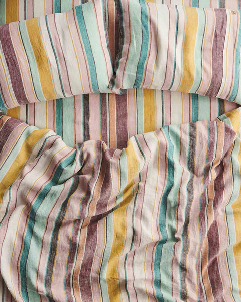 KIP & CO Linen Quilt Cover - Hat Trick Woven Stripe