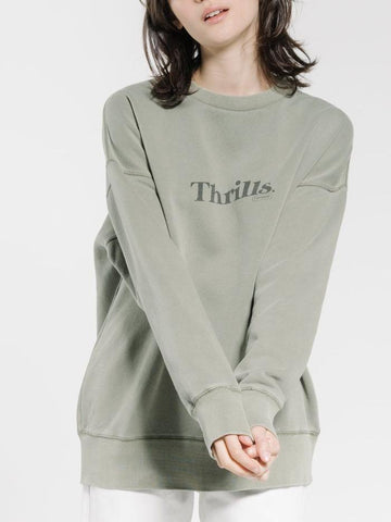 THRILLS Army Green Enchantment Slouch Crew