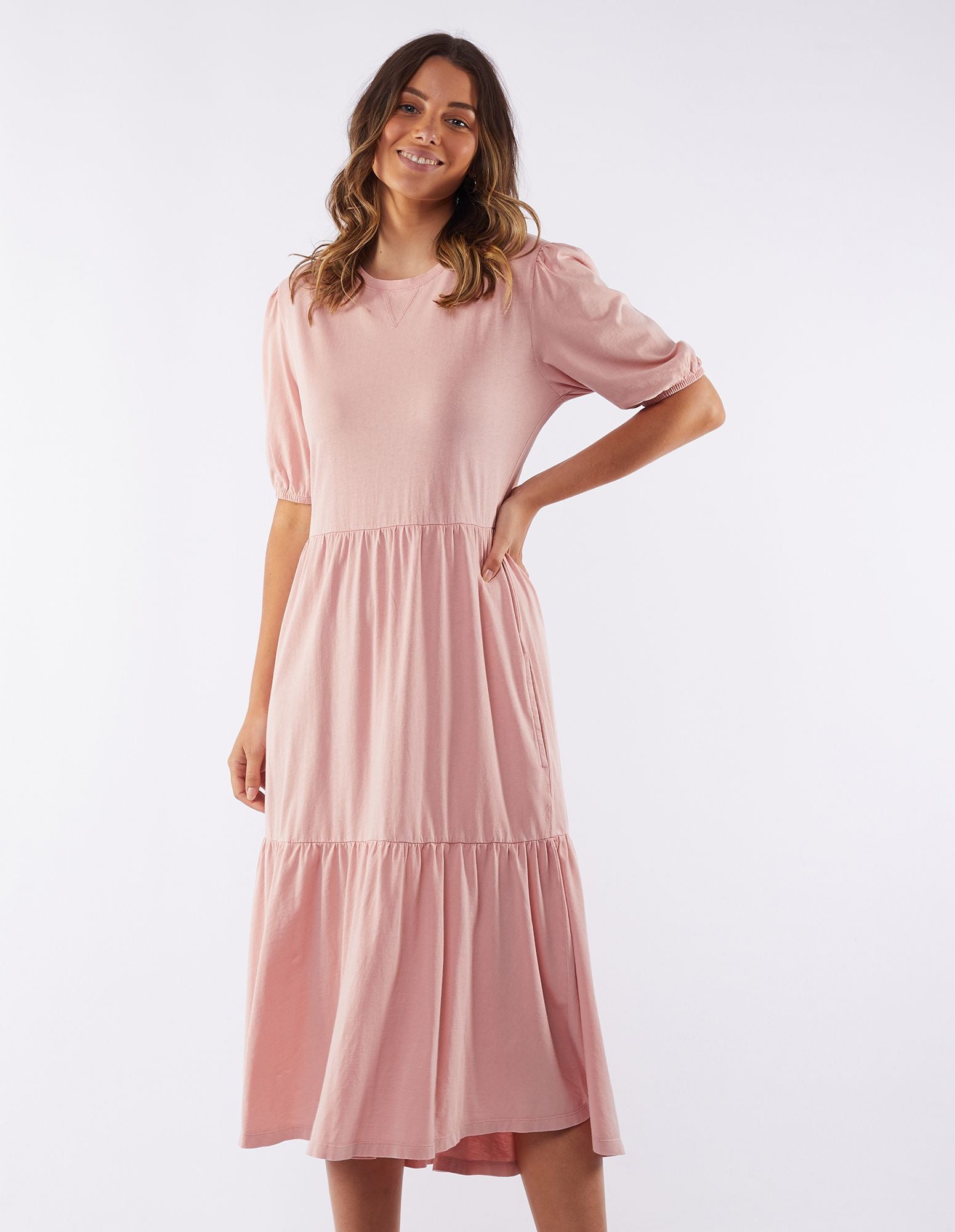 FOXWOOD Elsa Tiered Midi Dress- Blush
