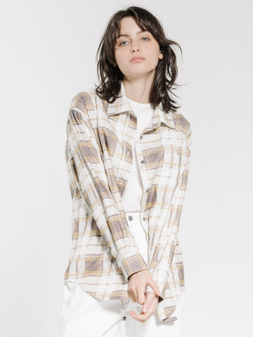 THRILLS Fire Rose Oversized Flannel Shirt - Mineral Yellow