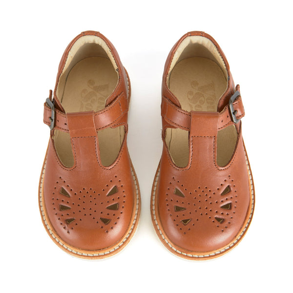 YOUNG SOLES Rosie T-bar Shoe - Chestnut Brown